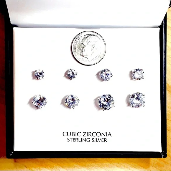 Giani Bernini Sterling Silver Round Stud Earrings - Four Pair - Picture 3 of 8